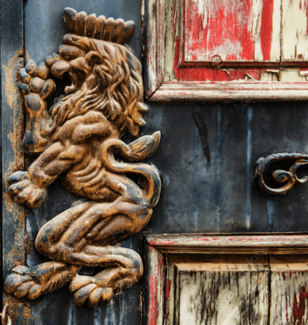 An ornate lion lock.