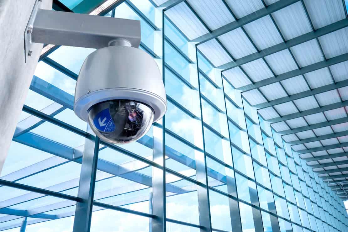 Security camera in a modern office building.